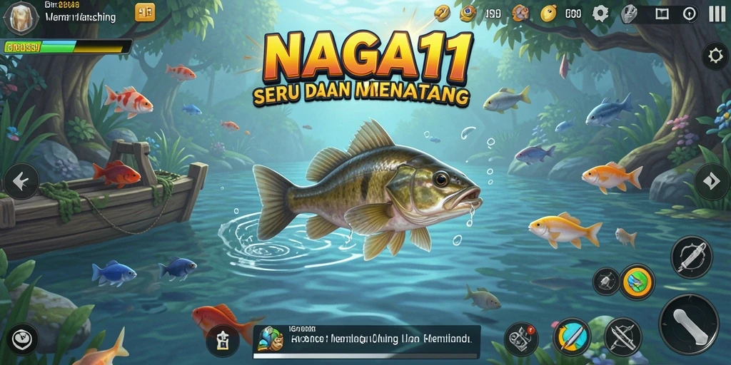 Screenshot utama NAGA11 menampilkan aksi memancing yang mendebarkan.