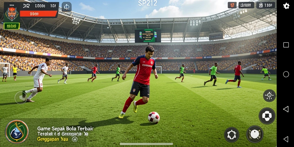 Tampilan gameplay menarik dari SP212 yang menampilkan aksi sepak bola.