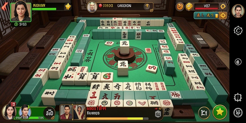Tampilan gameplay seru dari V07, permainan Mahjong yang menghibur.